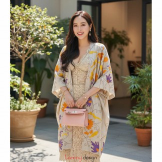 Embroidery kimono - ROSE FLAME